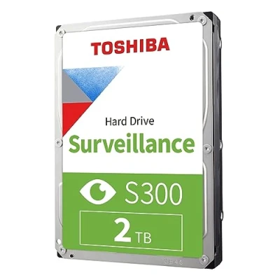 Bild av Toshiba 2TB S300 Surveillance HDD 3.5&#039; SATA Internal Hard Drive Supports up to 64 HD cameras at a 180TB/Year workload (HDWT720UZSVA)