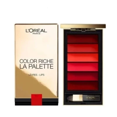 Bild av L&#039;Oréal Paris läppar smink färg Riche La palett läppröd/läppstift med 6 harmoniserande nyanser för fulla läppar, 1 pack