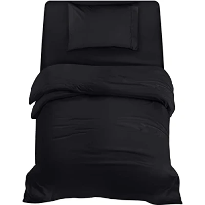 Bild av Utopia Bedding 3 Piece Sängkläder Set Mjuk borstad Microfiber Polyester Påslakan (135x200cm), Spännlakan (90x190cm) med Kuddfodral (50x75cm), Svart