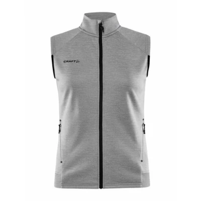Bild av Craft ADV UNIFY VEST damväst M Grå melange lätt väst för kvinnor av återvunnen polyester löpväst dam med krage 2 fickor sommar lätt, melange,