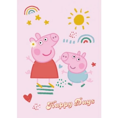 Bild av BrandMac Peppa Pig Happy Days polyester polär fleecefilt 100 x 140 cm