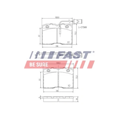 Bild av FAST FT29009 Jeu de plaquettes frein Essieu avant avec palpeur d&#039;usure intégré IVECO: DAILY 2 Pritsche/Fahrgestell, Kasten/Kombi