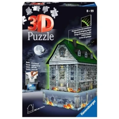Bild av Ravensburger 3D pussel läskigt hus på natten 11254 257 delar för halloweenfans från 8 år