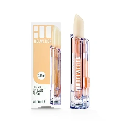 Bild av BELWEDER Solskyddande läppbalsam SPF20 med vitamin E Skyddande, lugnande, regenererande Perfekt för hav och berg Transparent balsam män kvinnor