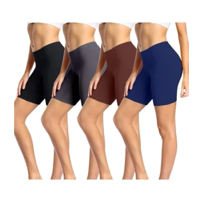 Bild av wirarpa Anti skavning lår damshorts underkläder byxor bomull shorts set med 4 st, Svart/mörkgrå/mörkblå/brun, XL