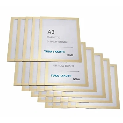Bild av TUKA i AKUT 30 st. A3 info ram självhäftande med magnetlås, ficka, bladhållare, snabbt byte av upphängning, vikbar magnetisk färg guld, TKD8400 30x