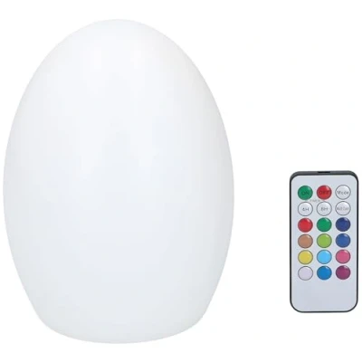 Bild av Grundig LED bord i äggform RGB lampa batteridriven med fjärrkontroll olika ljusfärger och lägen timerfunktion från 4 till 8 timmar plast vit