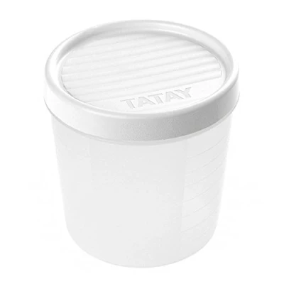 Bild av Tatay Matlagringsbehållare, vakuum, 1 liter kapacitet, skruvlock, BPA fritt, lämplig mikrovågsugn och diskmaskin, vit. Mått: 12 x 12,5 cm