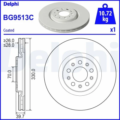 Bild av Bromsskiva DELPHI BG9513C