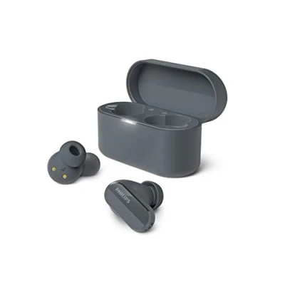Bild av Philips TAT3508BK/00 True Wireless Hörlurar i silikon Naturligt ljud Brusreducering Upp till 21 timmars speltid Bluetooth Mikrofon Laddfodral USB C kabel IPX4 Vattentät Svart