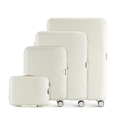 Bild av WITTCHEN Resväska 4 deligt set Rollande koffer Trolley Handbagage Hårdfodral i Polycarbonat med svänkbara hjul Kombinationslås Teleskopiskt handtag GL Style Line Vit