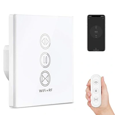 Bild av LoraTap Ansluten rullgardinsbrytare, RF fjärrkontroll, justerbar öppning, wifi persienner switch, kompatibel med Alexa Google Home, smart timer väggmotor