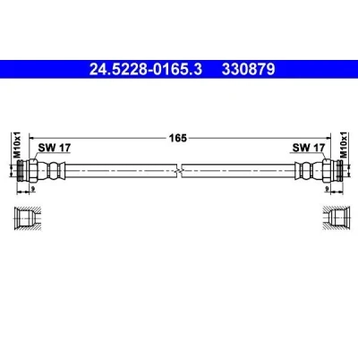 Bild av ATE 24.5228 0165.3 Flexible De Frein 165 FIAT: 500 3 portes, Panda II 5 C Cabriolet, FORD: KA 3/5 portes