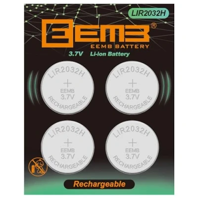 Bild av EEMB LIR2032H uppladdningsbart batteri med 4st 3,7V litiumjonbatterier knappcellsbatterier 70mAh kan ersätta ML2032 för bilfjärrnyckelklocka(4)