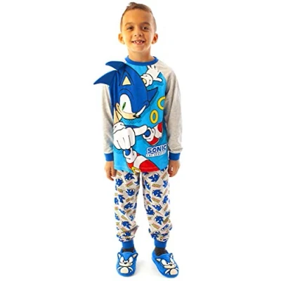 Bild av Sonic The Hedgehog pyjamas pojkar barn karaktär kostym blå pyjamas, Flerfärgad, 5 6 år