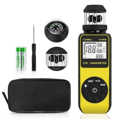 Bild av anemometer Handheld LC 881M Draagbare Windsnelheidsmeter Meet windsnelheid/temperatuur met kompas, 360 windrichtingen Windcup voor HVAC openingen Zeilen