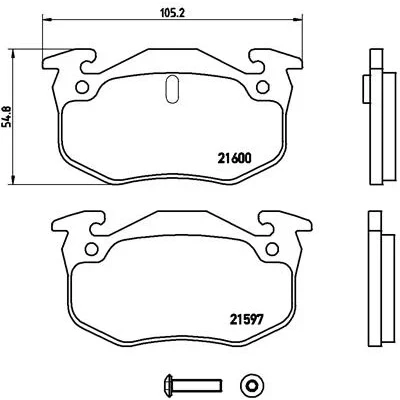 Bild av BREMBO P 68 018 Jeu de plaquettes frein préparé pour indicateur d&#039;usure avec vis d&#039;étrier sans accessoires RENAULT: 19 I 3/5 portes