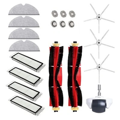 Bild av Ersättningspaket för Xiaomi Roborock S6, S60, S65, S5, MAX MaxV S6 Pure dammsugare, inkluderar 2 rullborstar, 3 sidoborstar, 4 Hepa filter, moppdukar, 6 vattenkärnor, 1 hjul