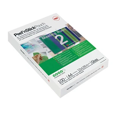 Bild av GBC Peel&#039;n Stick 25 pack glossy 216 x 303 mm lamination pouches