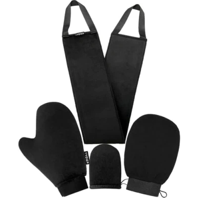 Bild av YVOIER självgarvning handske applikator kit 4 i 1 självapplikator set med exfolierande handske, brun applikator, solbränna hudlotion applikatorer för din rygg, ansiktsvante solkräm strimma
