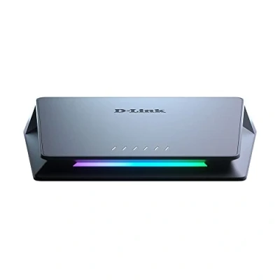 Bild av D Link DMS 106XT 6 Ports Multi Gigabit Oadministrerad Switch, 2.5Gbit Ethernet 5 10Gbit Upplänk, LED belysning, Hölje i alum.leg., Fläktlös, Turbo Mode, IGMP Snooping, Portbaserad QoS
