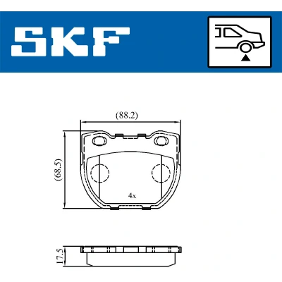 Bild av SKF VKBP 90514 Jeu de plaquettes frein non préparé pour indicateur d&#039;usure LAND ROVER: Defender Сamion à Plateau / Сhâssis