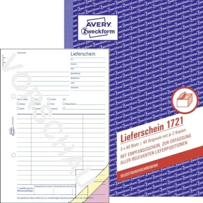 Bild av Avery Zweckform Leveransblock 40 ark A5 tredubbla