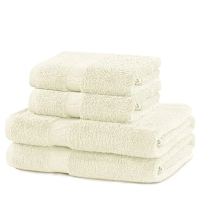 Bild av DecoKing Set om 4 bomullskvalitet 525 g/m² 2 handdukar 50 x 100 cm och badhanddukar 70 140 ecru elfenben absorberande marina