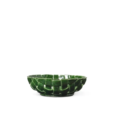 Bild av Ferm Living Plait Bowl Ø30 Skål för servering Emerald Green Ø: 30 x H: 10 cm