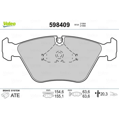 Bild av VALEO 598409 Jeu de plaquettes frein Essieu avant contact signal d&#039;usure exclu avec tôle anti bruit BMW: 3 Cabriolet, Touring, 5 Berline
