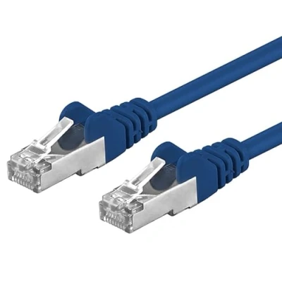 Bild av PremiumCord nätverkskabel, Ethernet, LAN &amp; Patch kabel CAT6a, 10 Gbit/s, S/FTP PIMF skärm, AWG 26/7, 100% Cu, snabb flexibel och robust RJ45 kabel, blå, 5 m