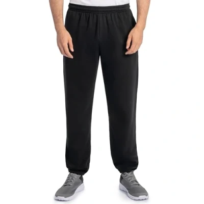 Bild av Fruit of the Loom Eversoft fleece träningsbyxor med fickor, avslappnad passform, fukttransporterande, andas, Svart, L