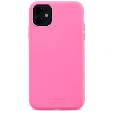 Bild av Holdit Silikonskal till iPhone 11 (6,1) Tunt (0,8mm) Skyddar hela mobilen, förhöjd kamerakant Bright Pink