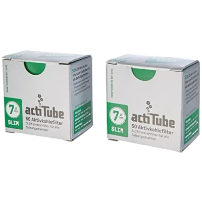 Bild av actiTube 17550 2 x aktivt kolfilter a 50 pack låda 100 kol smalt filter, kol, silver, 5 4 3 cm, enheter