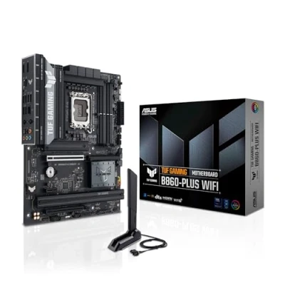 Bild av ASUS TUF GAMING B860 PLUS WiFi Intel ATX moderkort, 12+1+2+1 80A DrMOS kraftsteg, DDR5, PCIe 5.0, 3xM.2 platser, 7, 2,5 Gb Ethernet, DisplayPort, USB 20 Gbps Typ C med DP Alt läge