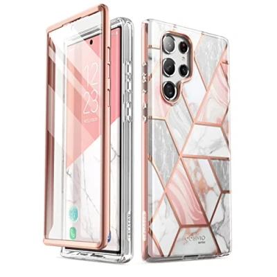 Bild av i Blason glitterfodral för Samsung Galaxy S22 Ultra (6,8 tum) 5G mobiltelefonfodral stötfångare fodral 360 graders skyddande glänsande [Cosmo] med integrerat skärmskydd 2022 upplaga