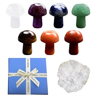 Bild av WANGCL Healing Crystals Svamp, Natural och Chakra Stones Set, Crystal Therapy for Meditation Energy Reiki Balance