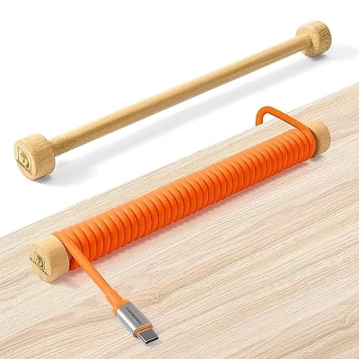 Bild av MAMBASNAKE RC03 Custom Coiled Aviator Cable Fixed Rod Winder USB C Spiral Keyboard Kabelhantering Pole Bambu Viktstång För Anpassade Gaming Tangentbord
