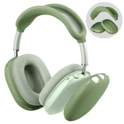 Bild av Fintie AAPE005 silikonfodral för AirPods Max hörlurar, anti repor öronkåpor skydd och pannbandsskydd Max, tillbehör hudskydd (grön)