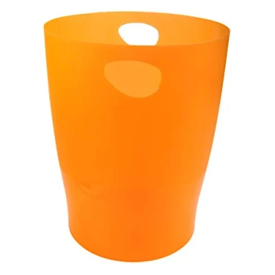 Bild av Exacompta Ref 45352D 1 papperskorg med ECOBIN handtag stor kapacitet 15 liter mått 26,3 x 33,5 cm genomskinlig tangerine färg lätt att rengöra invändigt