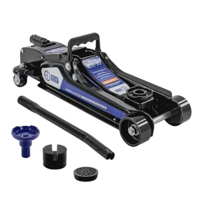 Bild av ECD Germany hydraulisk bildomkraft 2,5T, platt lyfthöjd 80 360 mm, inkl. 2x gummikudde + 1x SUV adapter, rullar, svart, manövreringsdomkraft för bilar,