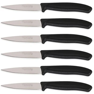 Bild av Quttin Kniv 6 pack daglig användning knivar. set med skalknivar, svart handtag, robust och hållbar. lämplig för kött, skalare, kök, bord, delat