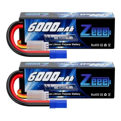Bild av Zeee 3S Lipo batteri 11,1V 80C 6000mAh Hardcase med EC5 kontakt för RC Car Truck Båt Truggy Hobby (2 förpackningar)