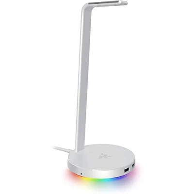 Bild av Razer Base Station V2 Chroma (Mercury) headset stativ och USB hubb med RGB belysning (med 7.1 surroundljud, Integrerat halkskyddad bas) Vit