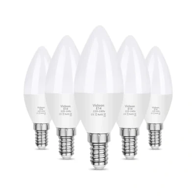 Bild av Vicloon E14 LED ljuslampor, 5 st 5,5W C37 lampor, 40W glödlampaekvivalent, 50W halogenlampekvivalent, varmvit 3000K, 550LM, ej dimbar [Energiklass A+]