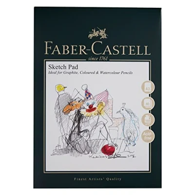 Bild av Faber Castell Konst &amp; Grafisk skissblock, A3, syrafri gummerad pappersdyna, 160 GSM, 40 ark för grafit, blyertspenna, färgade och akvarellpennor, kol, pitt pennor, konst, hantverk, hem skola