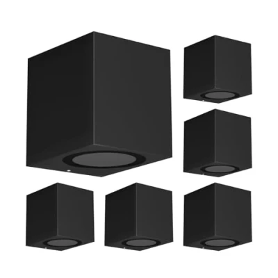 Bild av ledscom.de 6 st. vägglampa ALSE för utomhusbruk, IP54, downlight, svart matt, kantig, 1x GU10 max. 35W