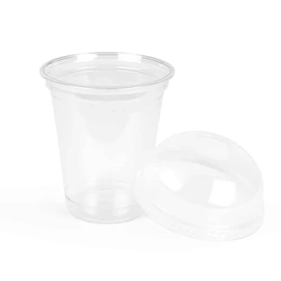 Bild av Inoverse 100 stycken smoothie muggar To Go, Cup 300 ml, dessertkoppar, plastmuggar, iskaffemuggar, cocktailglas plast, bubbeltekopp, inkl. kupolock med hål