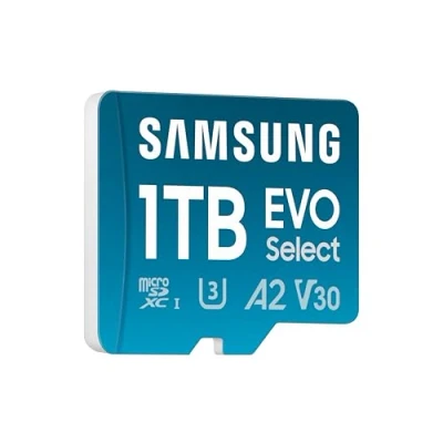 Bild av Samsung EVO Select (2024) microSD kort SD adapter, 1 TB, UHS I U3, 4K UHD, Full HD, 160 MB/s läsning, minneskort för smartphones, surfplattor och bärbara datorer, MB ME1T0SA/EU