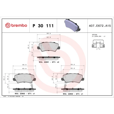 Bild av BREMBO P 30 111 Jeu de plaquettes frein avec indicateur d&#039;usure accessoires KIA: Picanto III, II